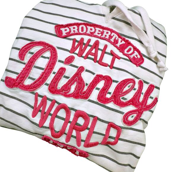 Walt Disney World Disney Parks Logo Hoodie Sweatshirt XL Striped Pink Retro - Picture 4 of 6